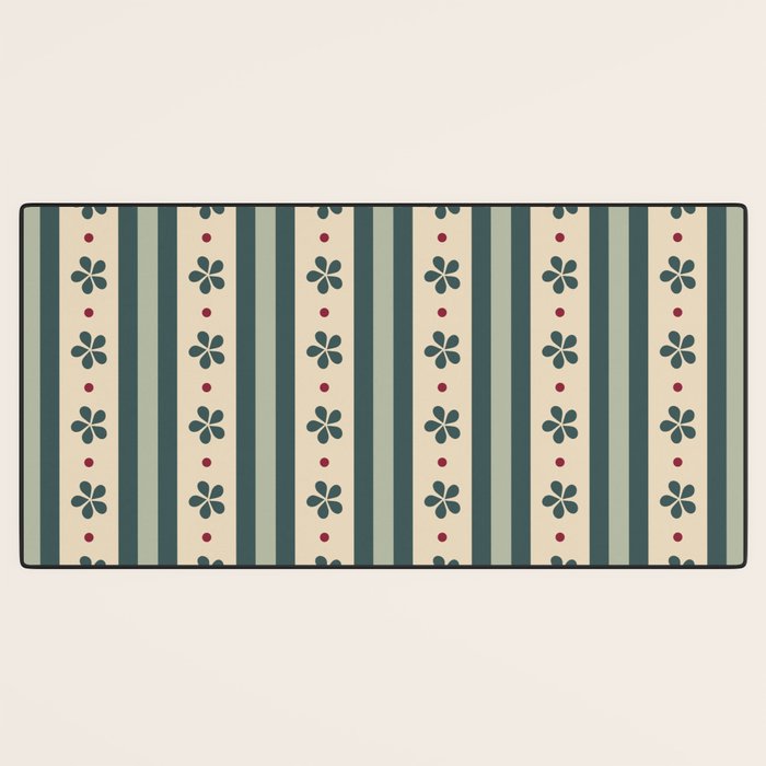 Green Stripes And Flowers Desk Mat Gallery Image 3