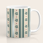 Green Stripes And Flowers Coffee Mug Gallery Image 1