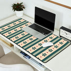 Green Stripes And Flowers Desk Mat Gallery Image 2