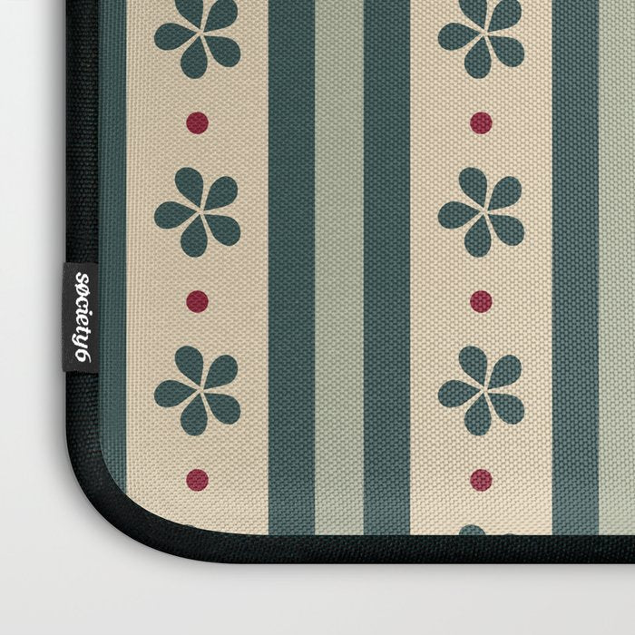 Green Stripes And Flowers Laptop Sleeve Gallery Image 3