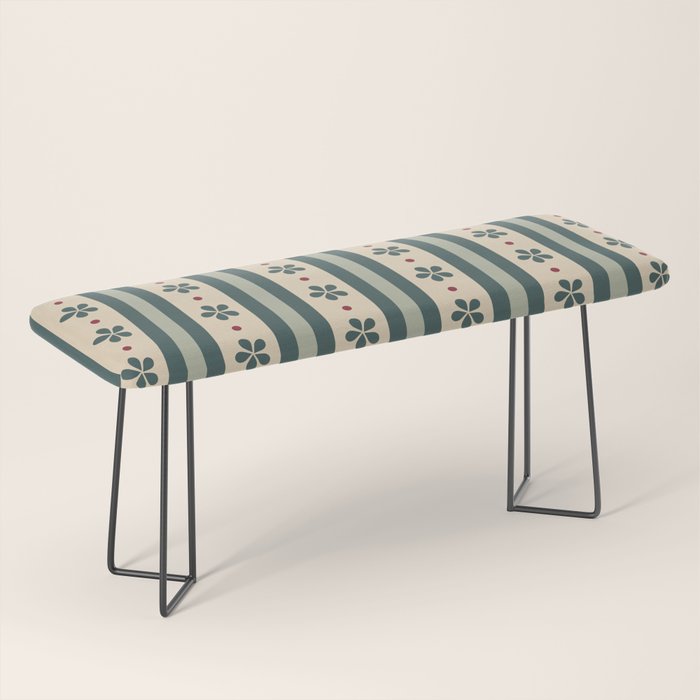 Green Stripes And Flowers Bench Gallery Image 1
