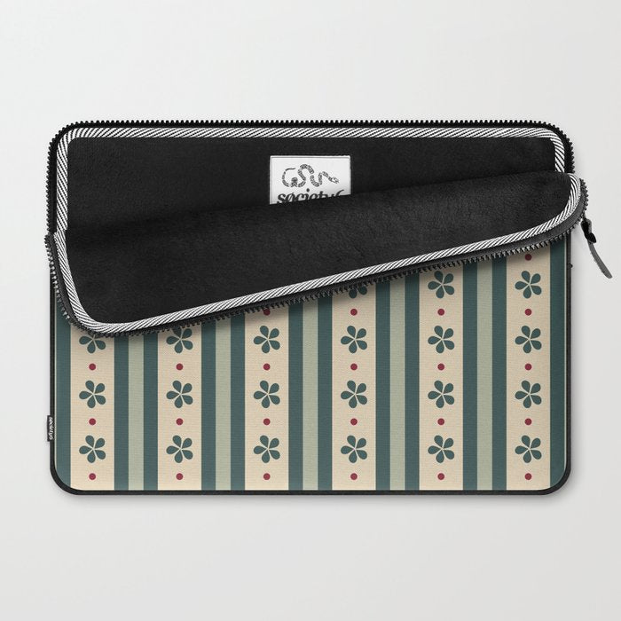 Green Stripes And Flowers Laptop Sleeve Gallery Image 2