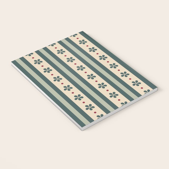 Green Stripes And Flowers Notebook Gallery Image 3