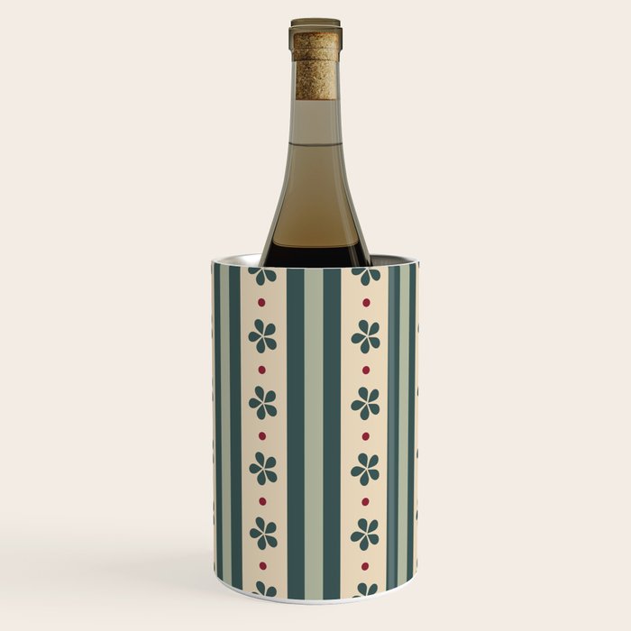 Green Stripes And Flowers Wine Chiller Gallery Image 1
