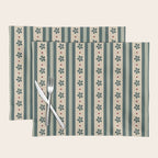 Green Stripes And Flowers Placemat Gallery Image 1