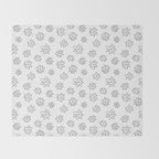 Black and white flower doodle art pattern Throw Blanket Gallery Image 2