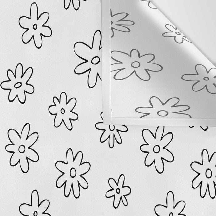 Black and white flower doodle art pattern Wall Tapestry Gallery Image 3