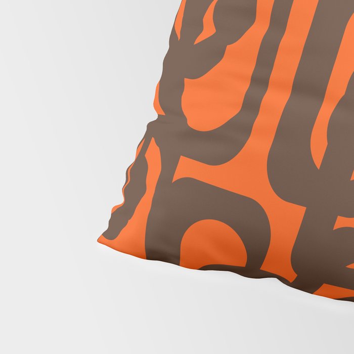 Mid Century Modern Loop Pattern in Retro 70s Dark Brown and Orange Pillow Sham Gallery Image 4
