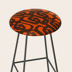 Mid Century Modern Loop Pattern in Retro 70s Dark Brown and Orange Stool Gallery Image 2
