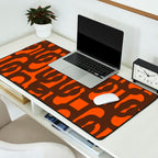 Mid Century Modern Loop Pattern in Retro 70s Dark Brown and Orange Desk Mat Gallery Image 2