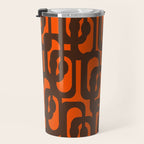 Mid Century Modern Loop Pattern in Retro 70s Dark Brown and Orange Travel Mug Gallery Image 3
