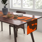 Mid Century Modern Loop Pattern in Retro 70s Dark Brown and Orange Table Runner Gallery Image 2