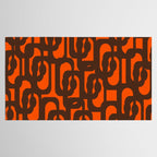 Mid Century Modern Loop Pattern in Retro 70s Dark Brown and Orange Tablecloth Gallery Image 2