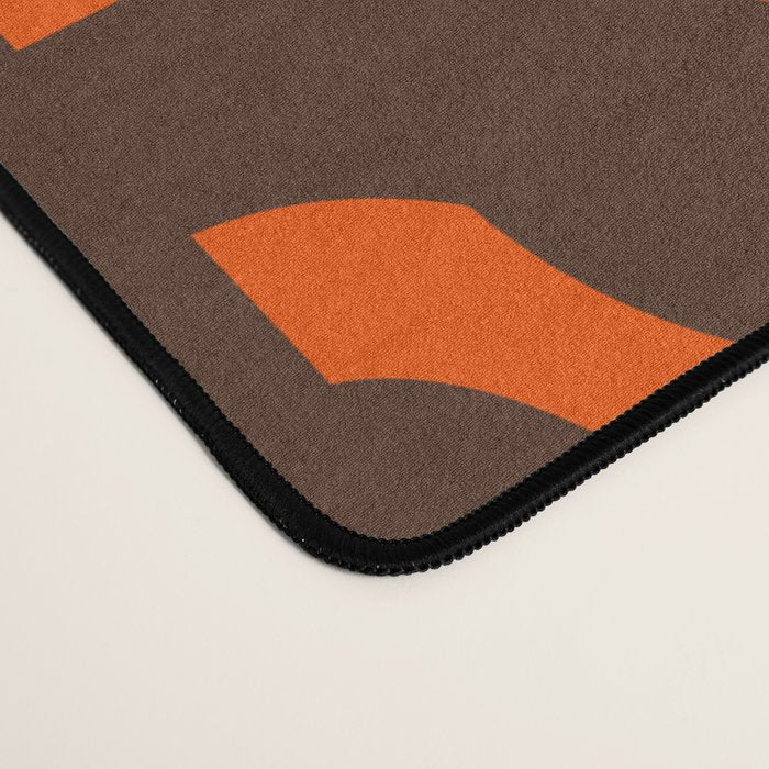 Mid Century Modern Loop Pattern in Retro 70s Dark Brown and Orange Desk Mat Gallery Image 4