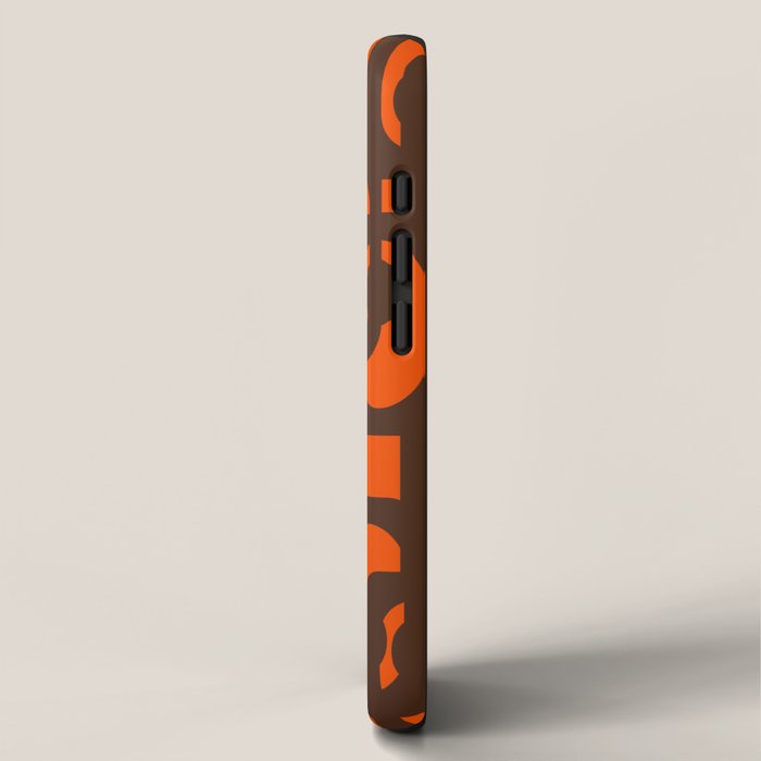 Mid Century Modern Loop Pattern in Retro 70s Dark Brown and Orange iPhone Case Gallery Image 2