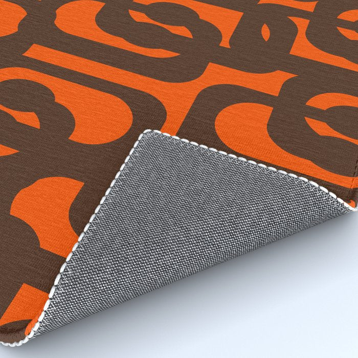 Mid Century Modern Loop Pattern in Retro 70s Dark Brown and Orange Rug Gallery Image 4