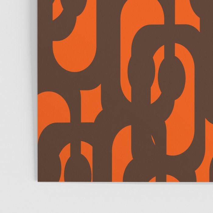 Mid Century Modern Loop Pattern in Retro 70s Dark Brown and Orange Poster Gallery Image 3
