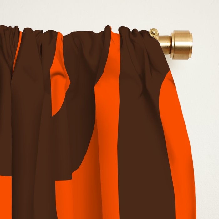 Mid Century Modern Loop Pattern in Retro 70s Dark Brown and Orange Window Curtain Gallery Image 2