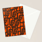 Mid Century Modern Loop Pattern in Retro 70s Dark Brown and Orange Stationery Card Gallery Image 2