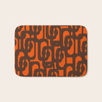 Mid Century Modern Loop Pattern in Retro 70s Dark Brown and Orange Bath Mat Gallery Image 1