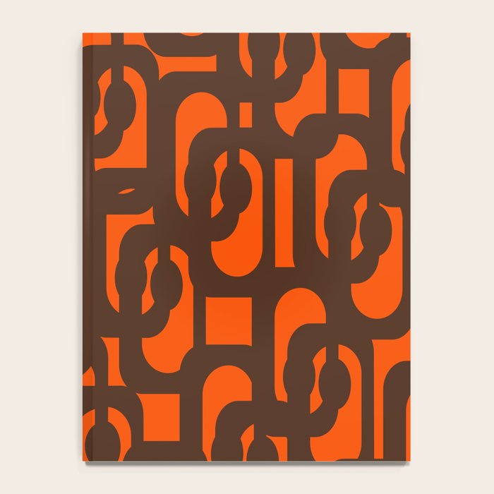 Mid Century Modern Loop Pattern in Retro 70s Dark Brown and Orange Notebook Gallery Image 4