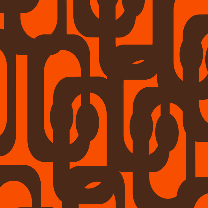 Mid Century Modern Loop Pattern in Retro 70s Dark Brown and Orange Coffee Mug Gallery Image 2
