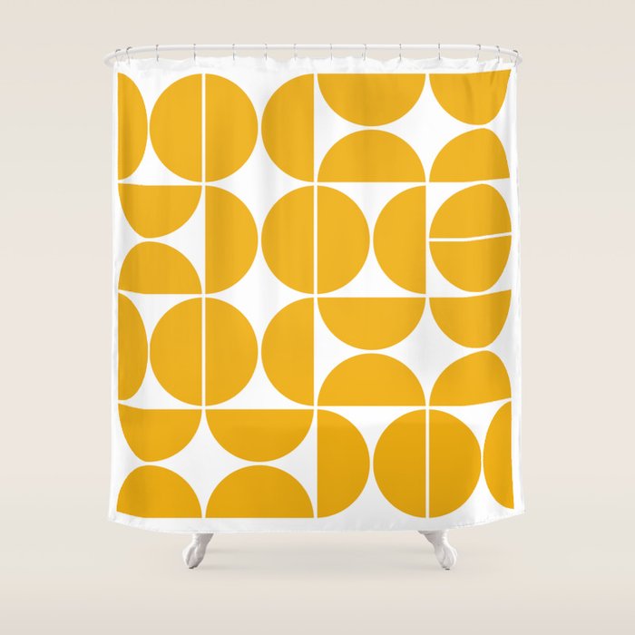 Mid Century Modern Geometric 04 Yellow Shower Curtain Gallery Image 1