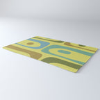Mid Century Modern Retro Abstract Piquet Pattern in Guacamole Green and Blue Tones Rug Gallery Image 3