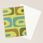 Mid Century Modern Retro Abstract Piquet Pattern in Guacamole Green and Blue Tones Stationery Card Gallery Image 2