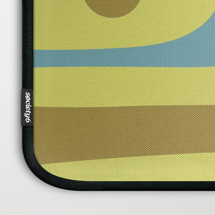 Mid Century Modern Retro Abstract Piquet Pattern in Guacamole Green and Blue Tones Laptop Sleeve Gallery Image 3