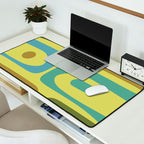 Mid Century Modern Retro Abstract Piquet Pattern in Guacamole Green and Blue Tones Desk Mat Gallery Image 2