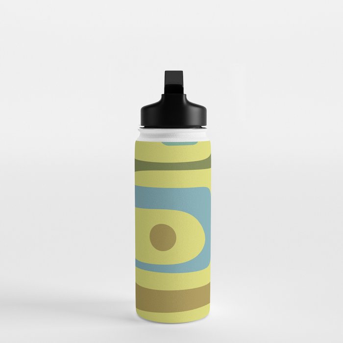 Mid Century Modern Retro Abstract Piquet Pattern in Guacamole Green and Blue Tones Water Bottle Gallery Image 3