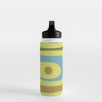 Mid Century Modern Retro Abstract Piquet Pattern in Guacamole Green and Blue Tones Water Bottle Gallery Image 3