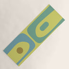 Mid Century Modern Retro Abstract Piquet Pattern in Guacamole Green and Blue Tones Yoga Mat Gallery Image 1