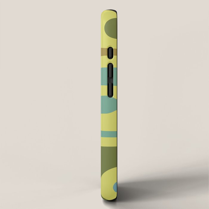 Mid Century Modern Retro Abstract Piquet Pattern in Guacamole Green and Blue Tones iPhone Case Gallery Image 2