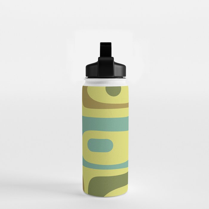 Mid Century Modern Retro Abstract Piquet Pattern in Guacamole Green and Blue Tones Water Bottle Gallery Image 2