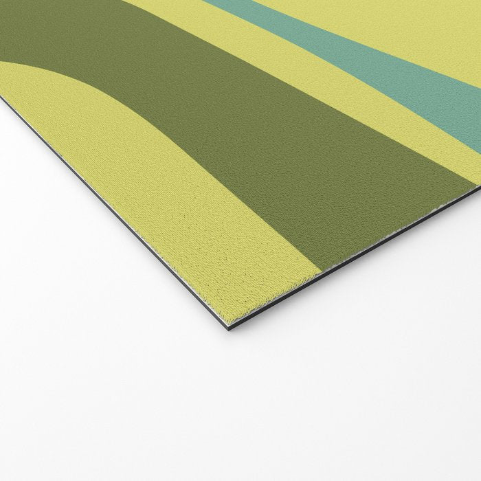 Mid Century Modern Retro Abstract Piquet Pattern in Guacamole Green and Blue Tones Welcome Mat Gallery Image 2