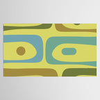 Mid Century Modern Retro Abstract Piquet Pattern in Guacamole Green and Blue Tones Tablecloth Gallery Image 2