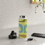 Mid Century Modern Retro Abstract Piquet Pattern in Guacamole Green and Blue Tones Water Bottle Gallery Image 4