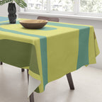 Mid Century Modern Retro Abstract Piquet Pattern in Guacamole Green and Blue Tones Tablecloth Gallery Image 3