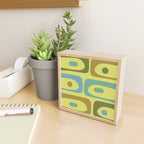 Mid Century Modern Retro Abstract Piquet Pattern in Guacamole Green and Blue Tones Mini Art Print Gallery Image 2