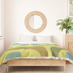 Mid Century Modern Retro Abstract Piquet Pattern in Guacamole Green and Blue Tones Duvet Cover Gallery Image 3