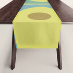 Mid Century Modern Retro Abstract Piquet Pattern in Guacamole Green and Blue Tones Table Runner Gallery Image 1