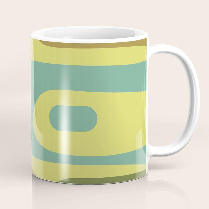 Mid Century Modern Retro Abstract Piquet Pattern in Guacamole Green and Blue Tones Coffee Mug Gallery Image 1