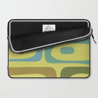 Mid Century Modern Retro Abstract Piquet Pattern in Guacamole Green and Blue Tones Laptop Sleeve Gallery Image 2