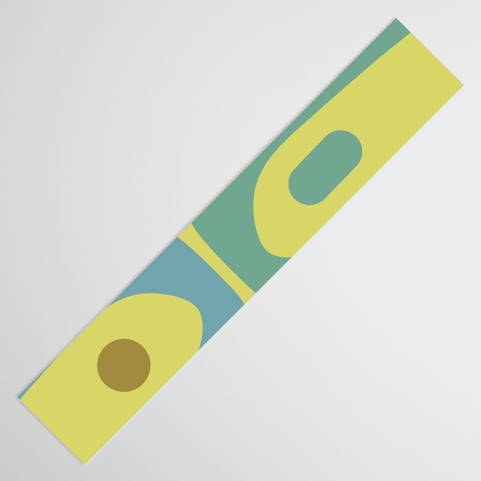 Mid Century Modern Retro Abstract Piquet Pattern in Guacamole Green and Blue Tones Table Runner Gallery Image 3