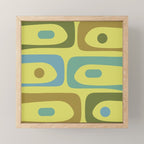 Mid Century Modern Retro Abstract Piquet Pattern in Guacamole Green and Blue Tones Mini Art Print Gallery Image 1