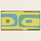 Mid Century Modern Retro Abstract Piquet Pattern in Guacamole Green and Blue Tones Desk Mat Gallery Image 3