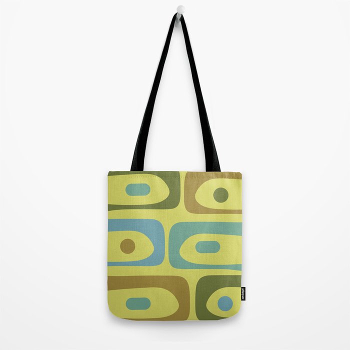 Mid Century Modern Retro Abstract Piquet Pattern in Guacamole Green and Blue Tones Tote Bag Gallery Image 2