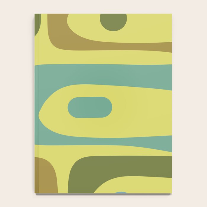 Mid Century Modern Retro Abstract Piquet Pattern in Guacamole Green and Blue Tones Notebook Gallery Image 4